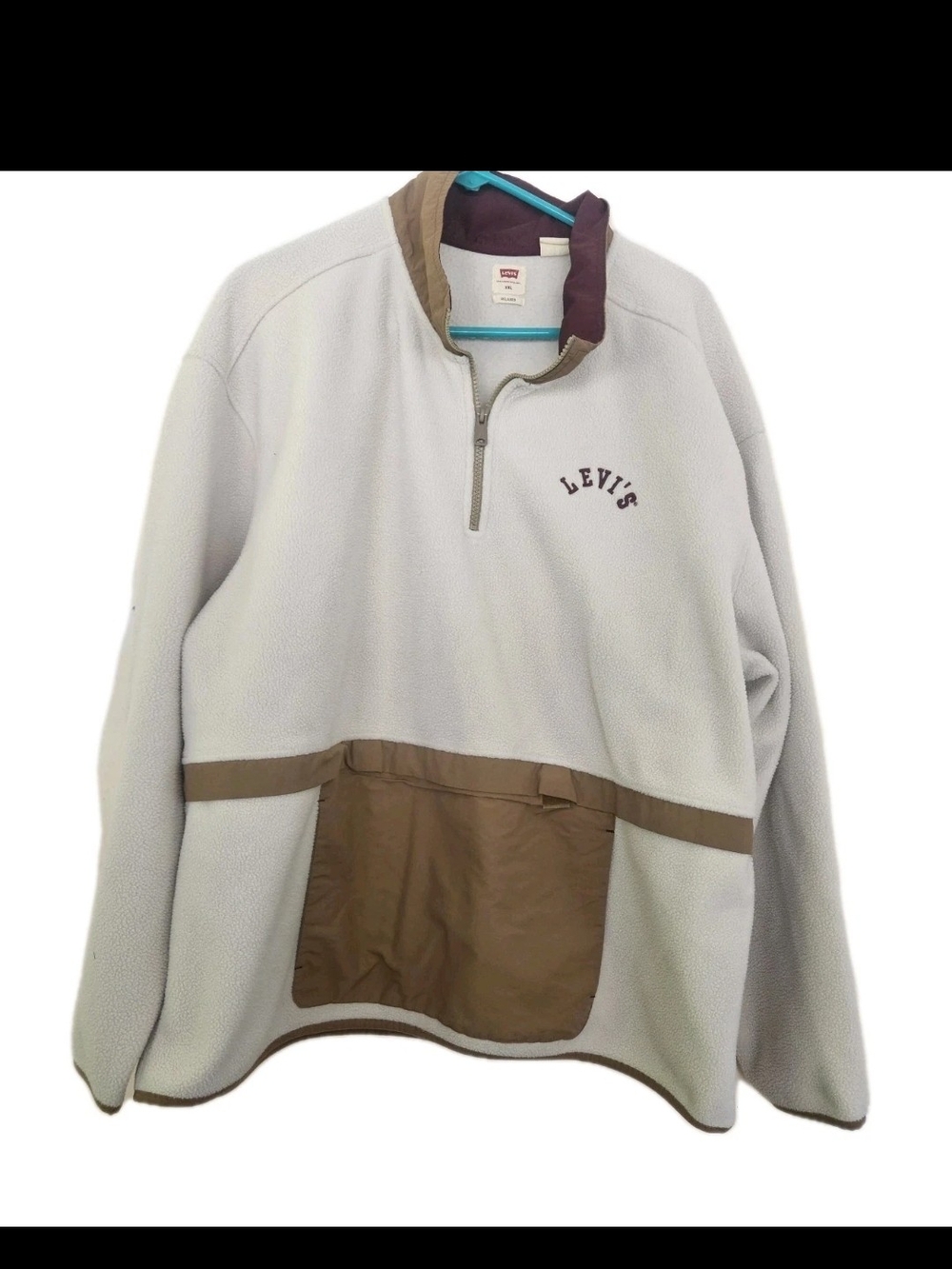 Levi's Men's XXL Relaxed Fit Colorblock 1/4 Zip Fleece Anorak Pullover Jacket